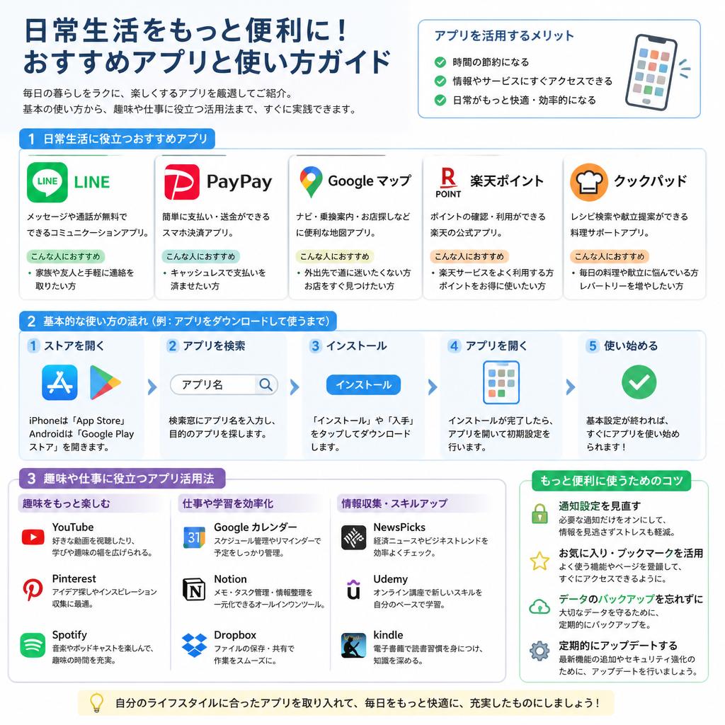 アプリの活用法とおすすめ