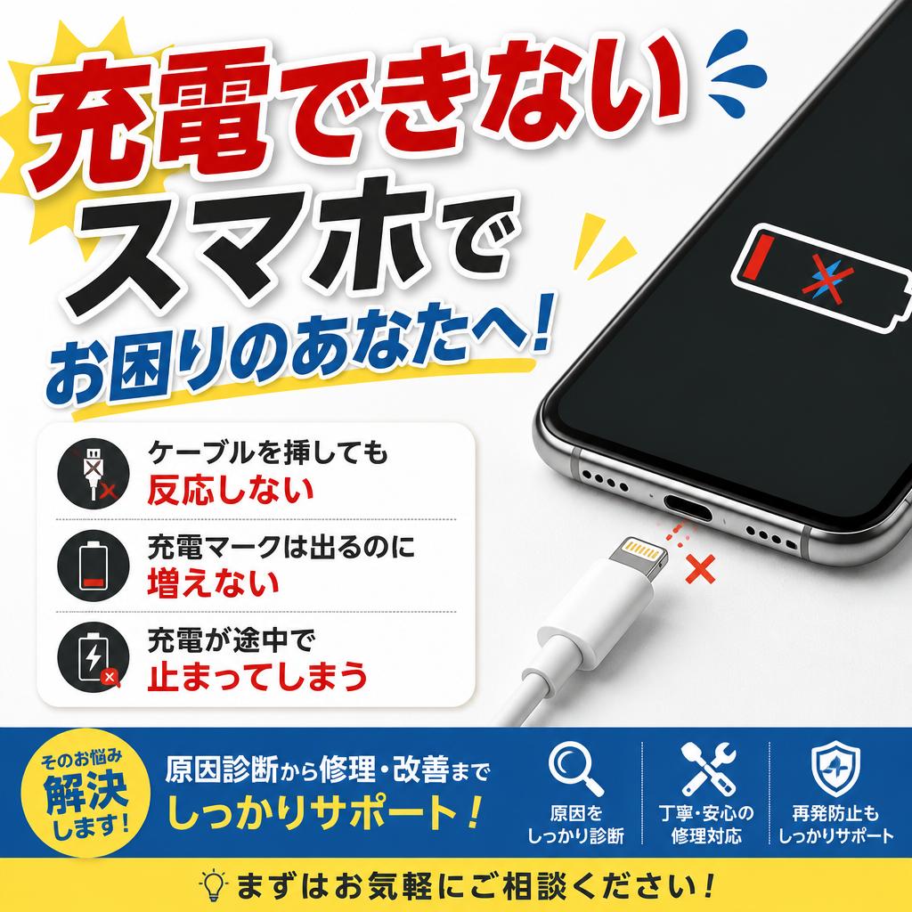 充電できないスマホでお困りのあなたへ！