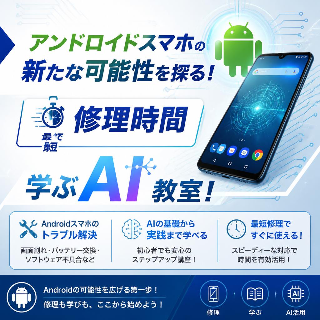 アンドロイドスマホの新たな可能性を探る！最短修理時間で学ぶAI教室！